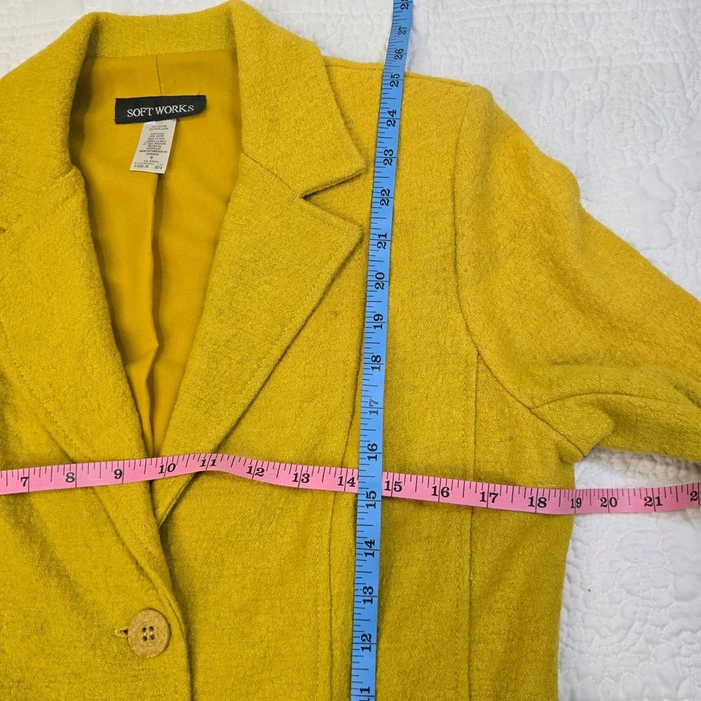Soft Works Wool Blend Vintage Blazer Womens Size‎ 6 Chartreuse Textured Canada